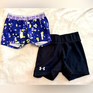 Set of 2 Under Armour Fitted Active Shorts XS Purple/Black